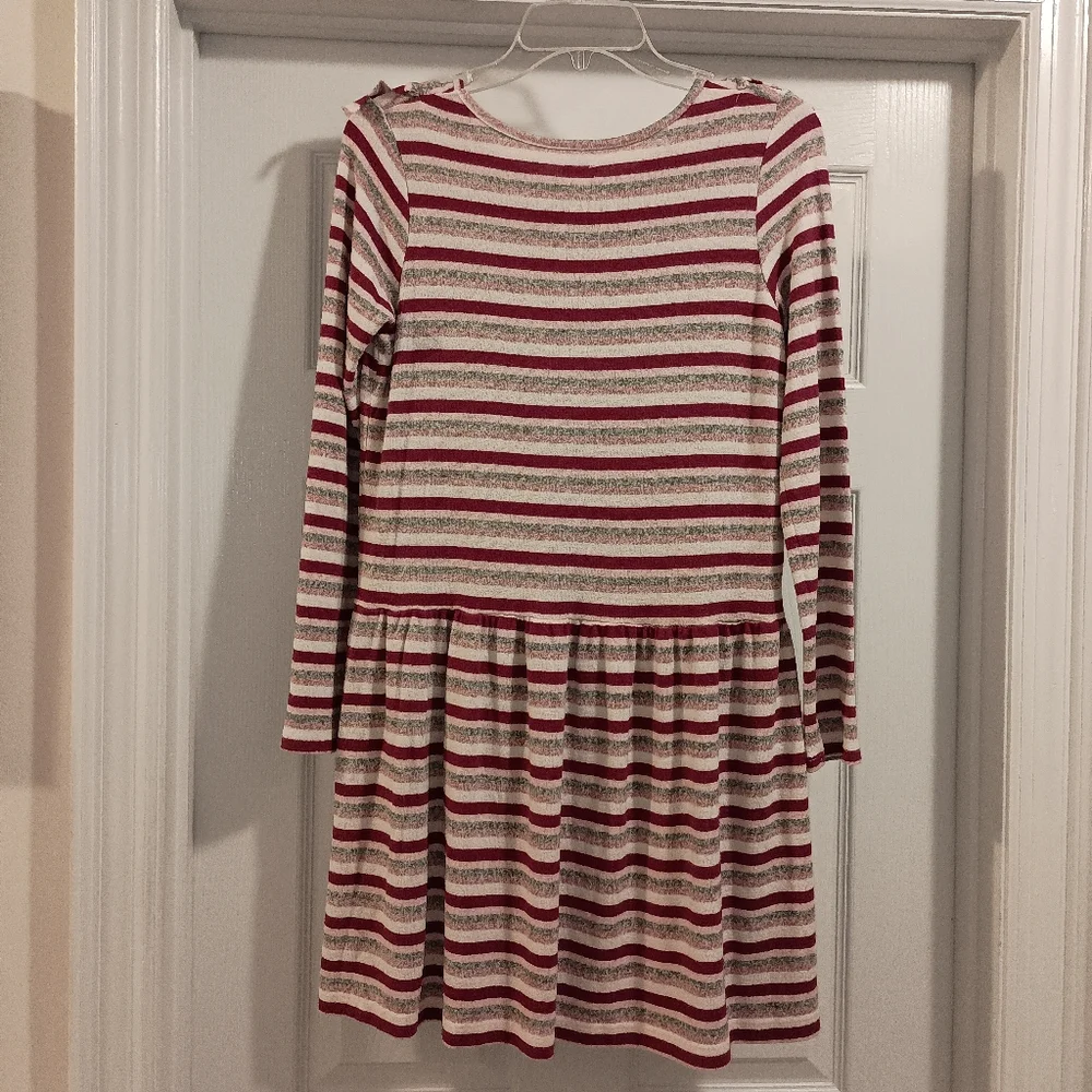 Vintage Gymboree Girls red gray Long sleeve Pullover Drop waist Dress size XL